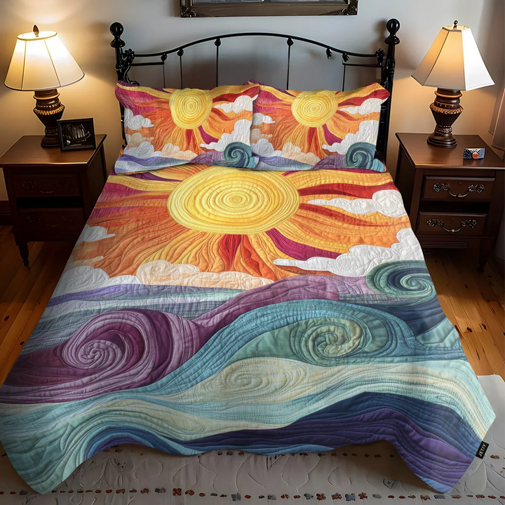 Coperta per letto trapuntata 3 pezzi - Incanto Solare