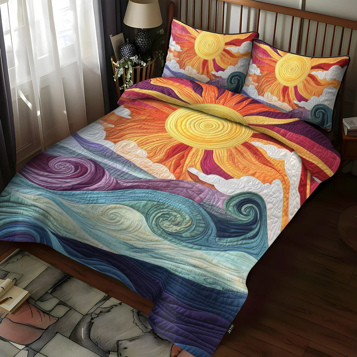 Coperta per letto trapuntata 3 pezzi - Incanto Solare