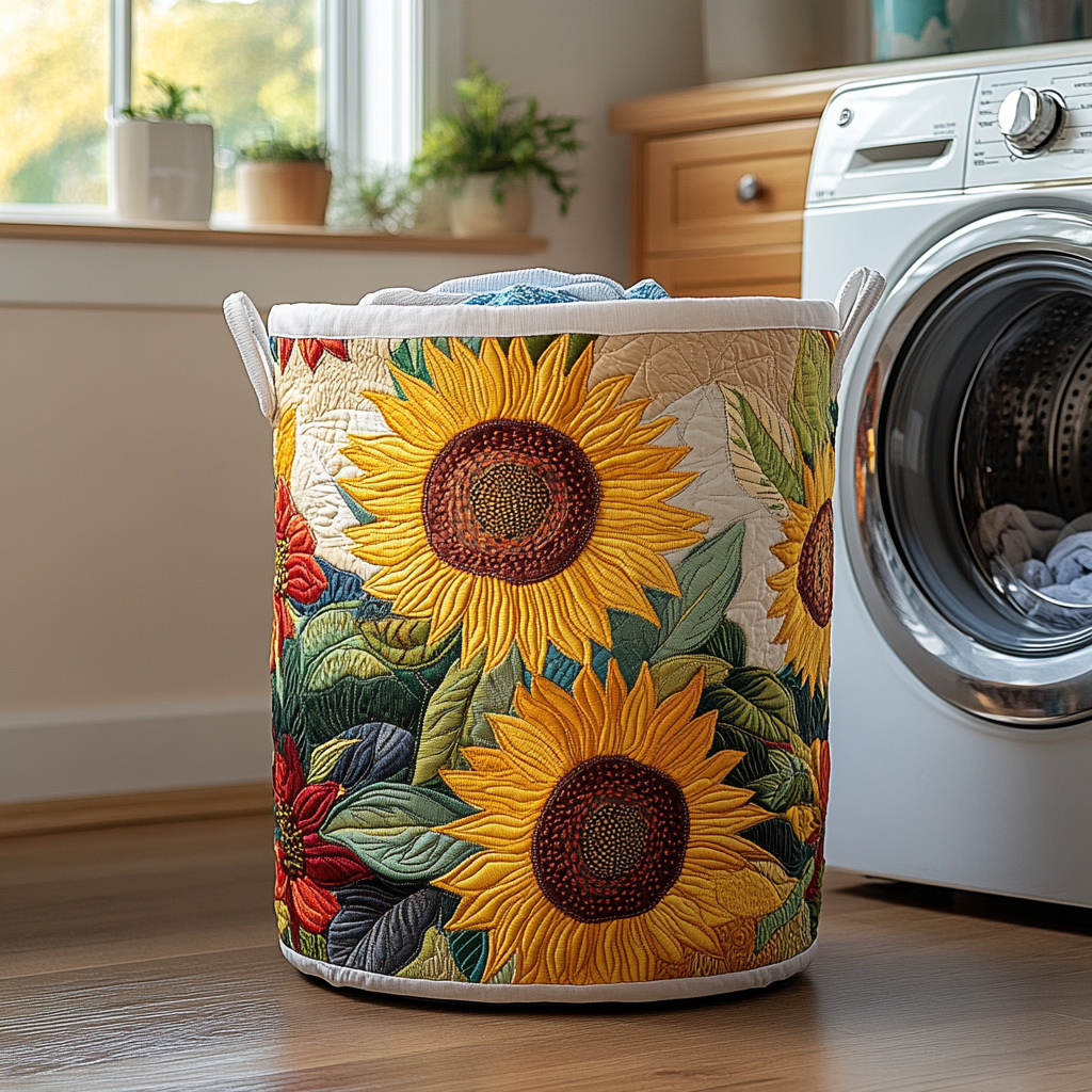 Cesta da Lavanderia Trapuntata con Ciondolo Girasole NCU0DDK555