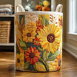 Cesto portabiancheria trapuntato con girasole NCU0QN042