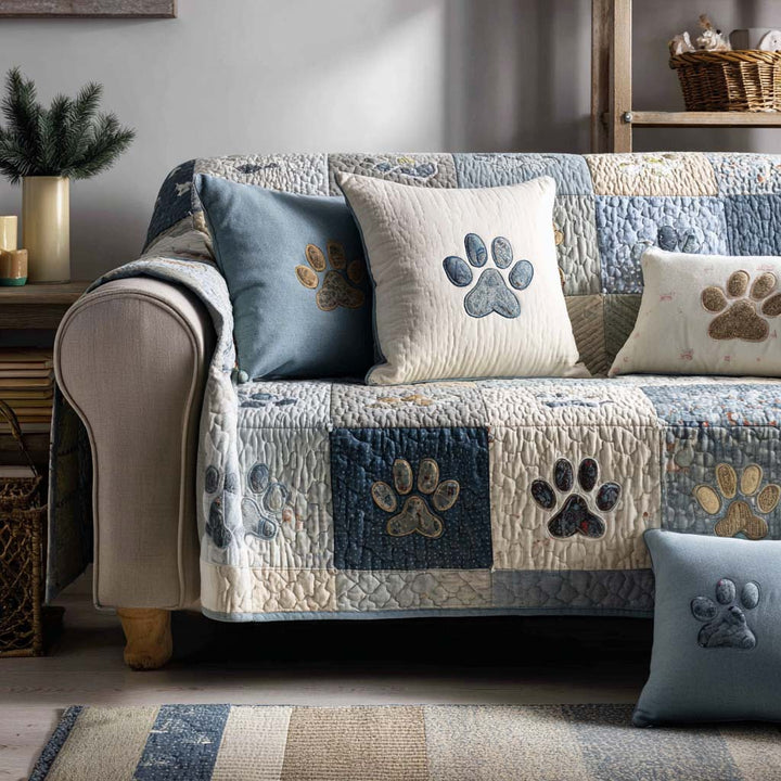 Copertura per Divano Trapuntata Sweet Paw Prints NCU0NT11199