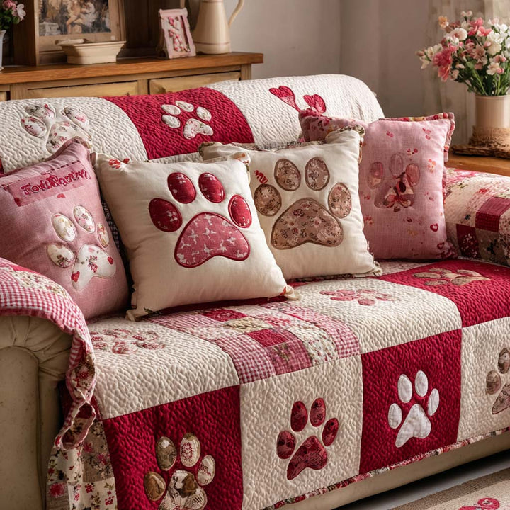 Copertura per Divano Trapuntata Sweet Pawprints NCU0NT11674