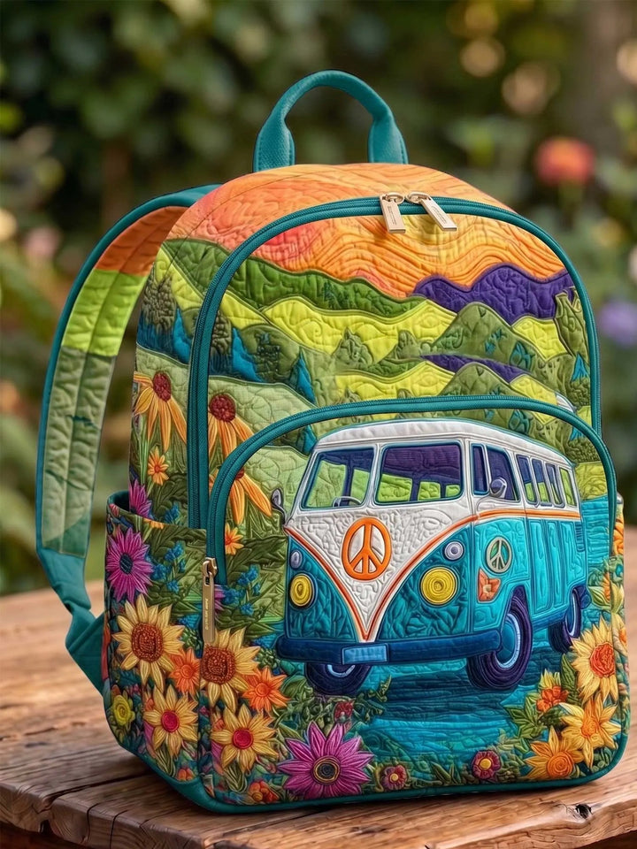 Zaino Trapuntato con Girasoli e Montagne da donna – vista del prodotto