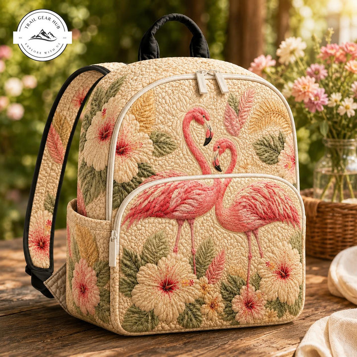 Zaino Trapuntato Rosa con Fenicottero da donna – vista del prodotto