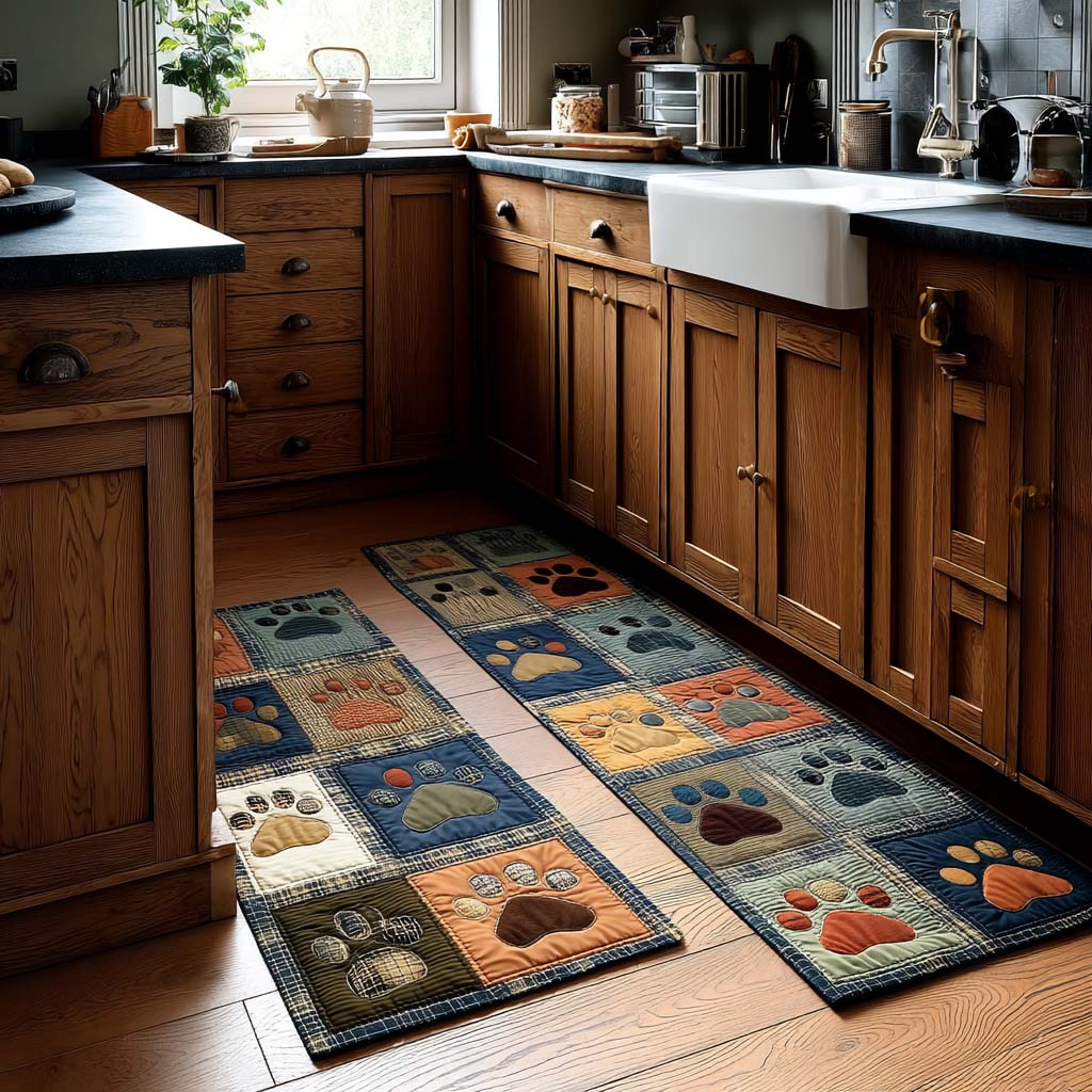 Tappeto da cucina antiscivolo con piccole impronte di zampa NCU0NT11399