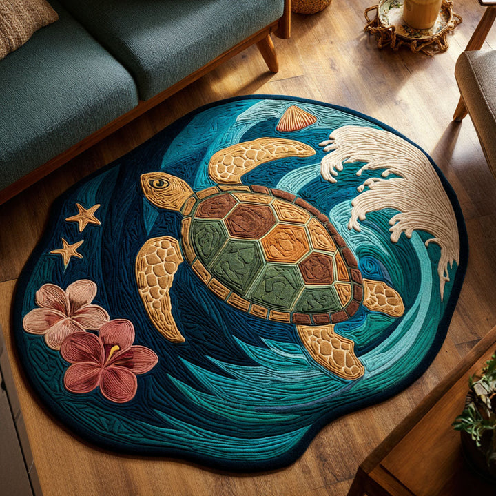 Tappeto Area Personalizzato a Forma di Tartaruga Marina Tropicale NCU0NT12611