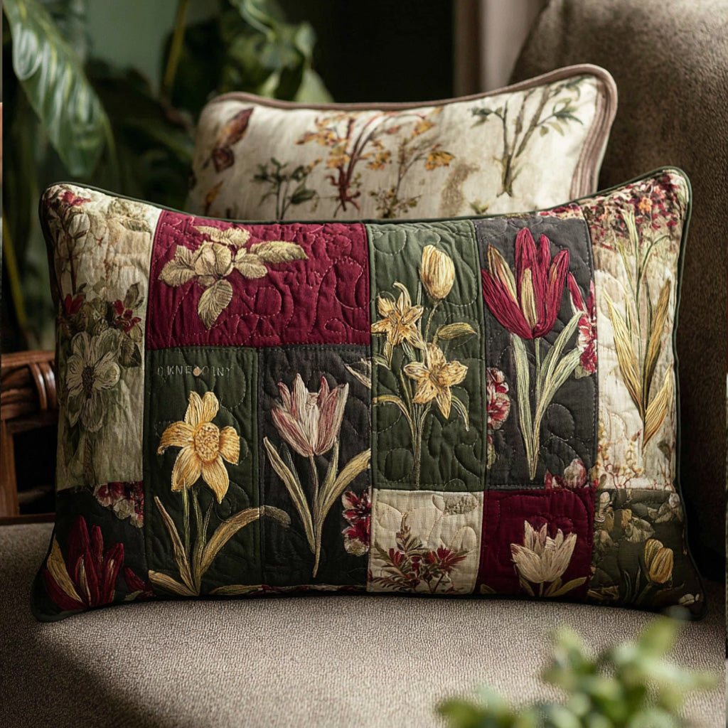 Copricuscino trapuntato con fiori di campo NCU0PT11284