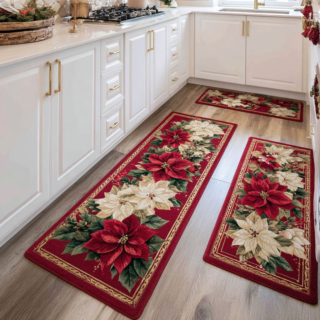 Tappeto da cucina antiscivolo invernale con fiori delicati NCU0DK11530