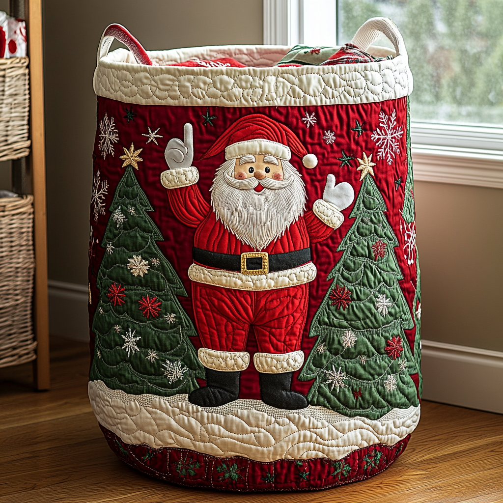 Cesto della Biancheria Trapuntato di Babbo Natale NCU0QN058