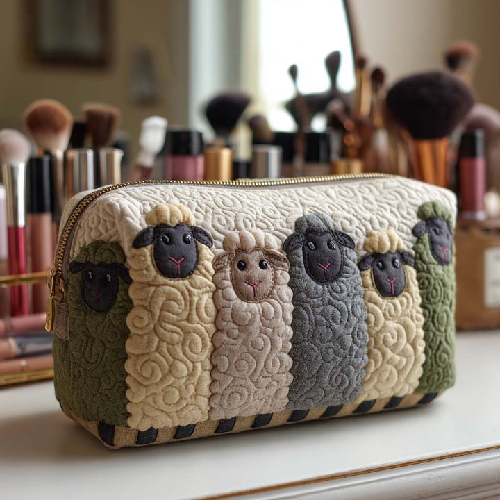 Borsa per trucco trapuntata a forma di pecora NCU0VT287