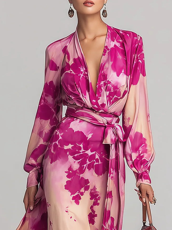 Abito maxi floreale Olivia da donna - Maria Milano