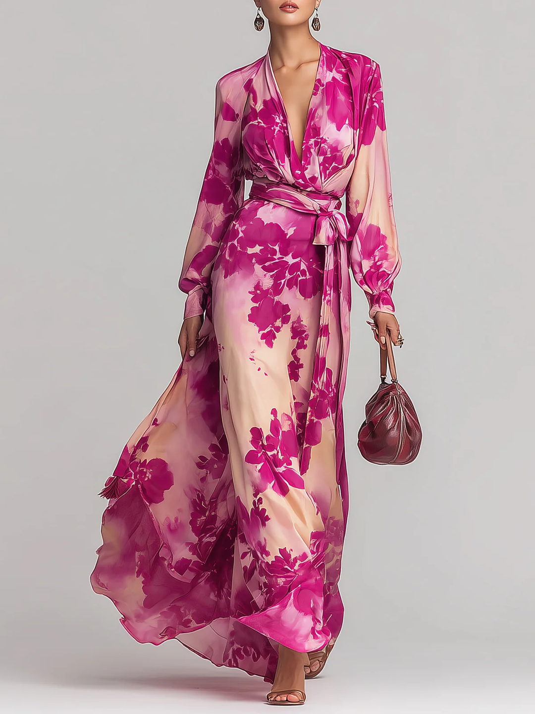 Abito maxi floreale Olivia da donna - Maria Milano