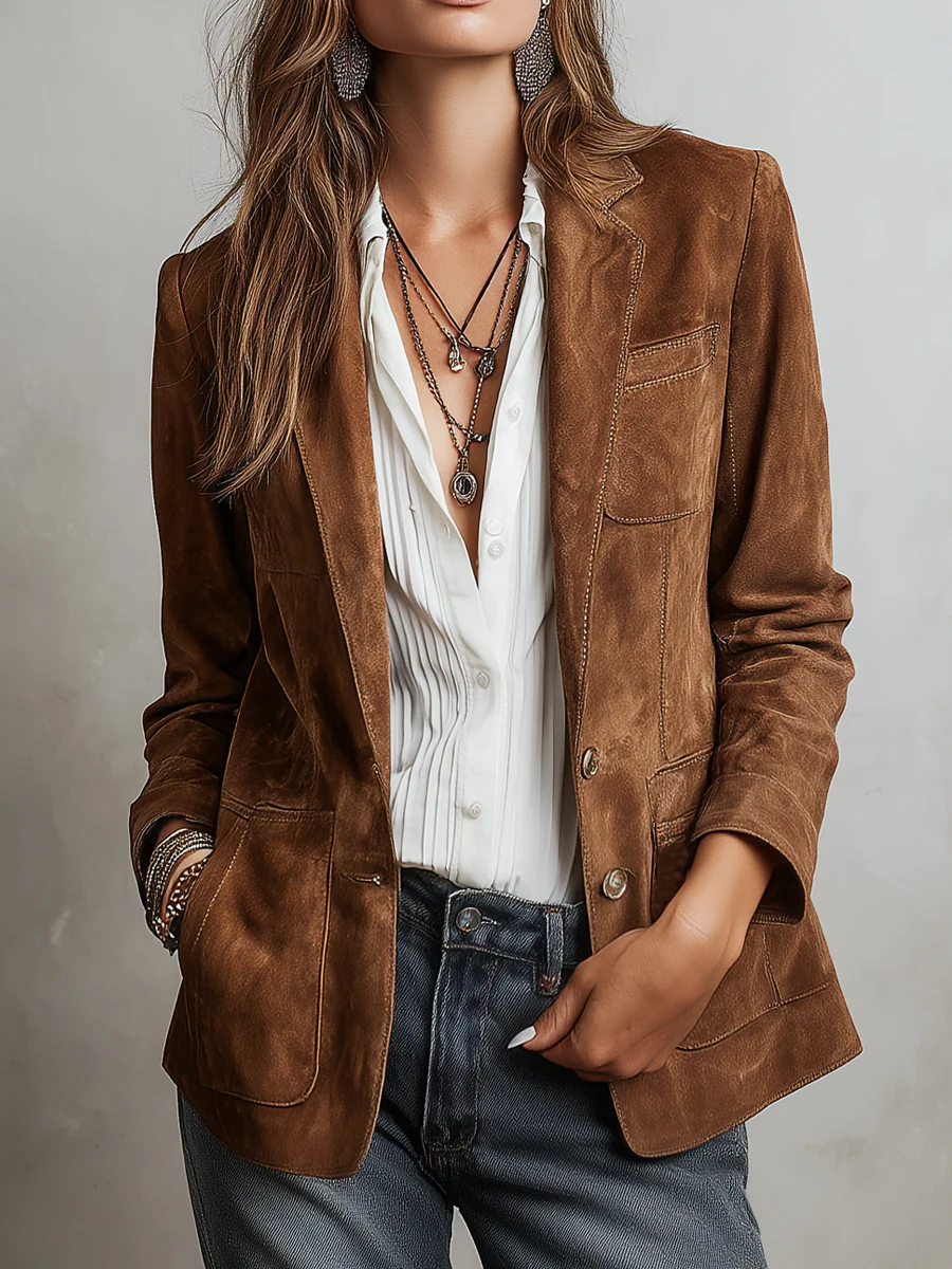 Imogen | Blazer vintage marrone da donna - vista 1