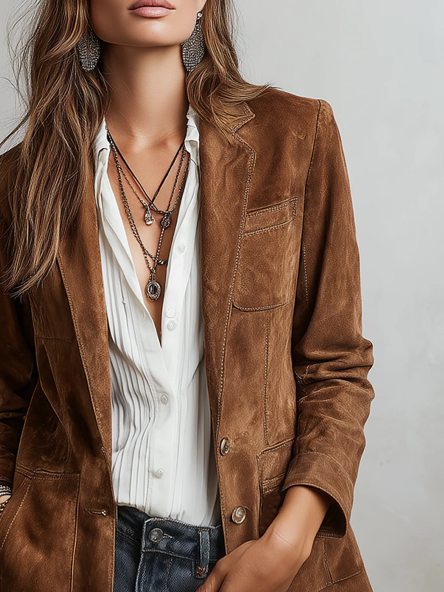 Imogen | Blazer vintage marrone da donna - vista 4