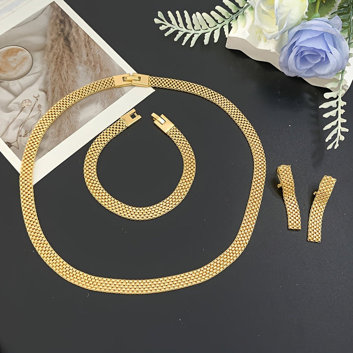 Set collana lunga, bracciale e orecchini