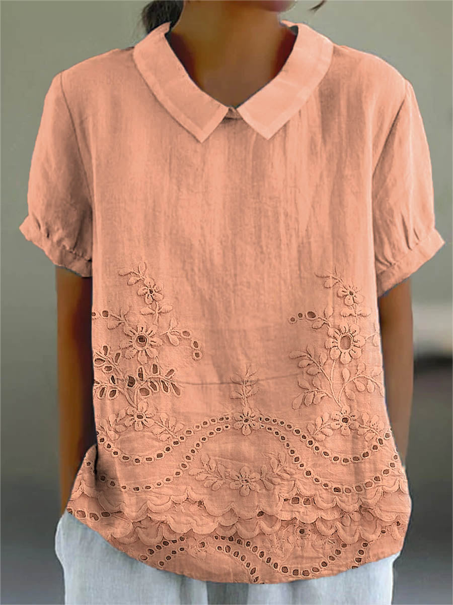 Lily - camicia da donna ricamata a fiori vista prodotto