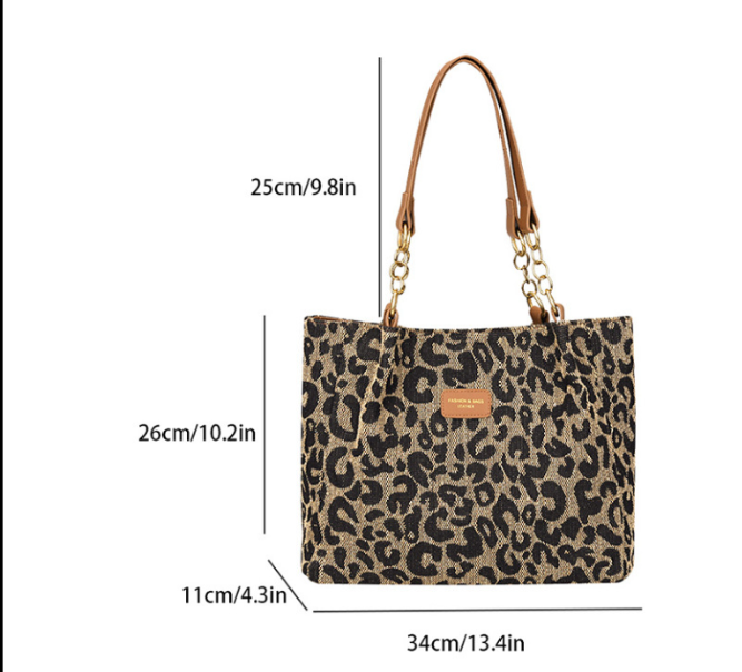 Lévrier – Borsa da Shopping in Canvas Leopardato