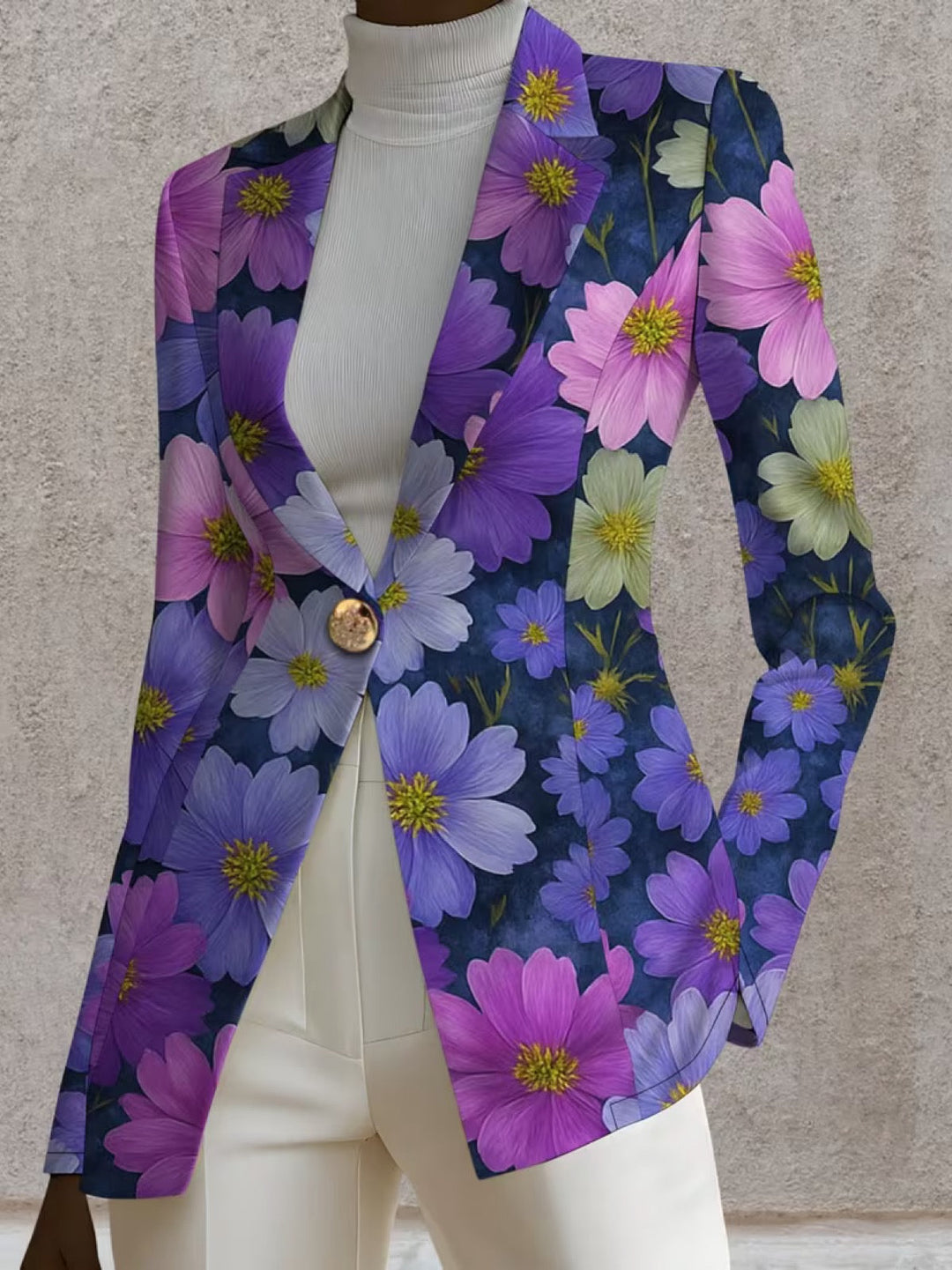 Bellamira - blazer donna floreale viola, vista 3
