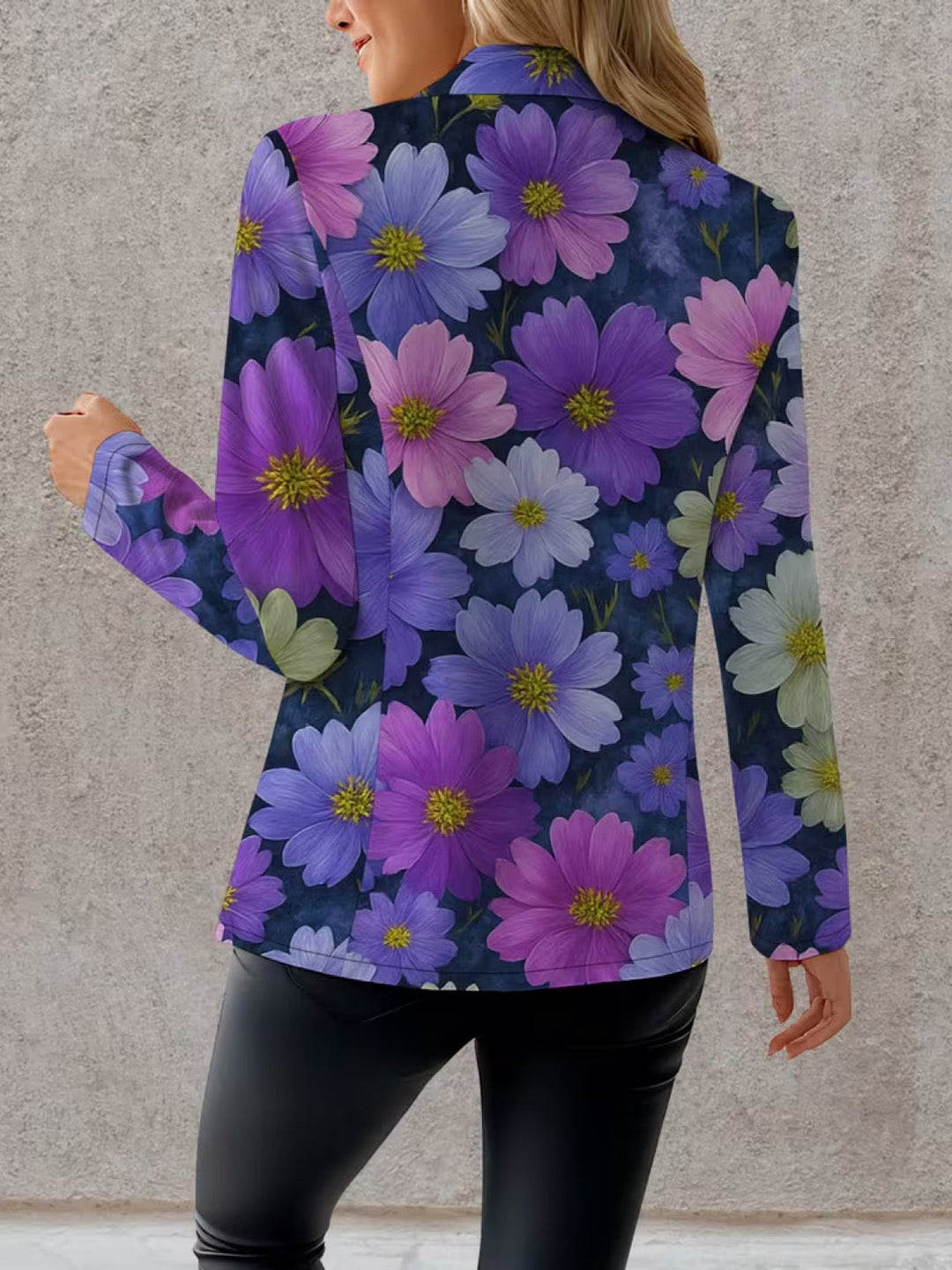 Bellamira - blazer donna floreale viola, dettaglio