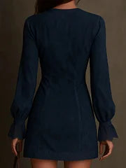 RACHEL | ABITO BLU IN CAMOSCIO CON ZIP FRONTALE