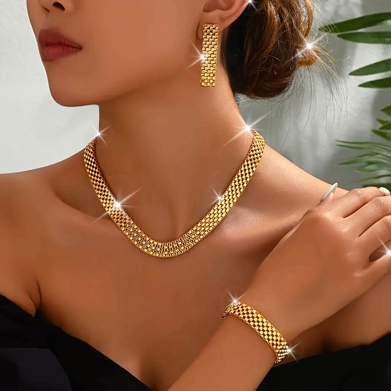 Set collana lunga, bracciale e orecchini