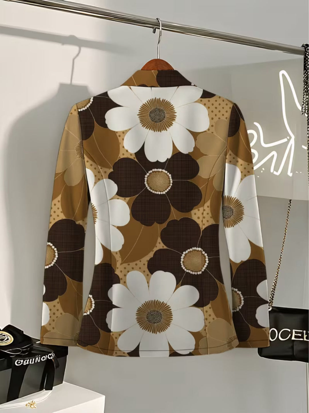 Clothilde - blazer donna con stampa margherite, dettaglio
