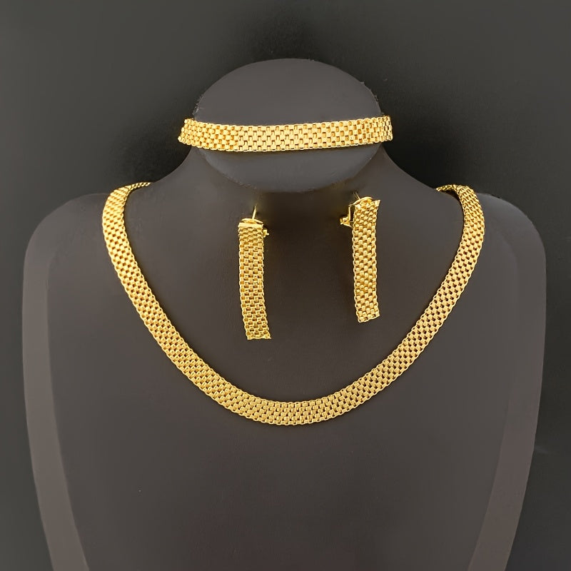 Set collana lunga, bracciale e orecchini