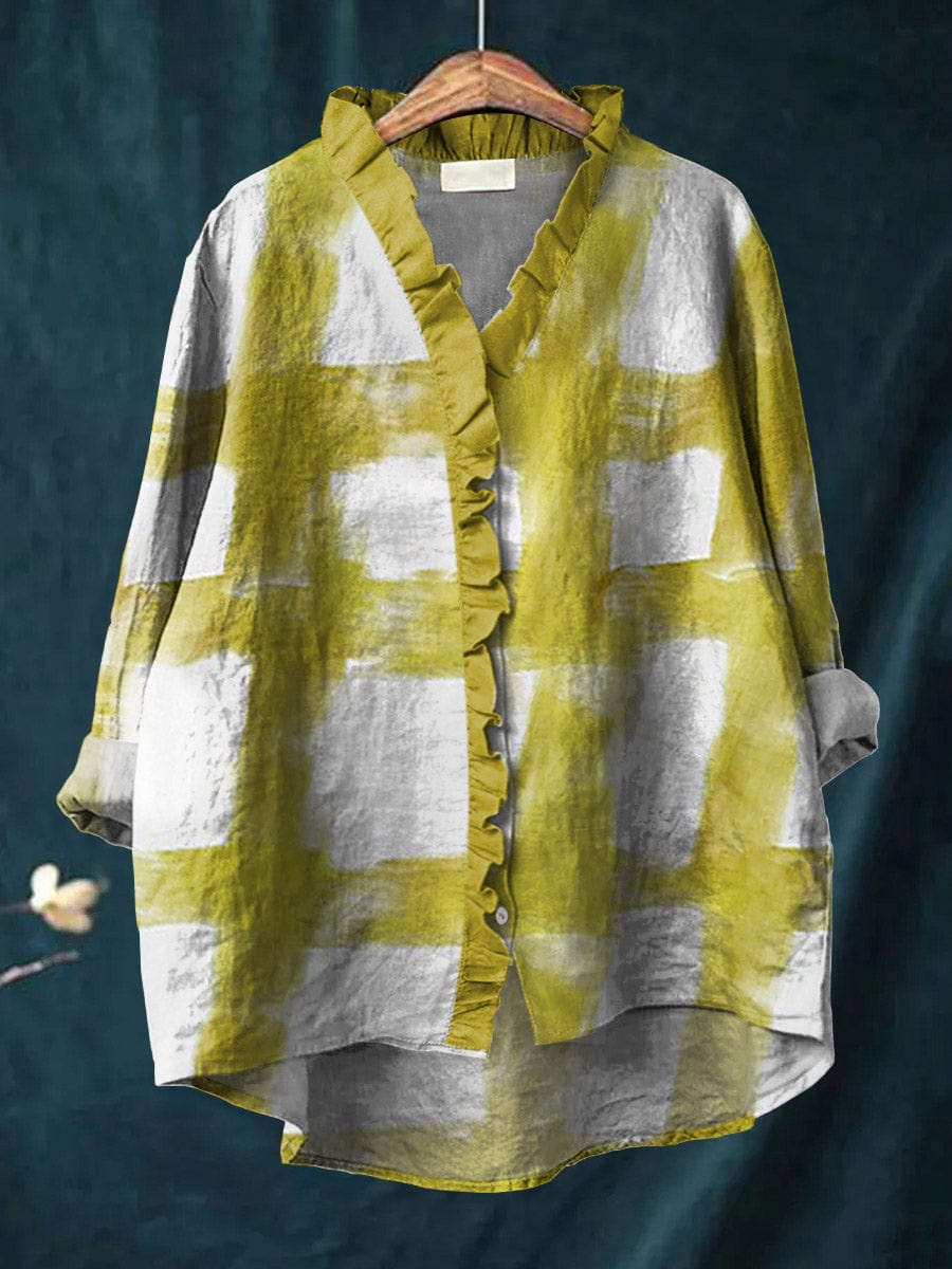 VEYRA | BLUSA A QUADRI GIALLO E BIANCO