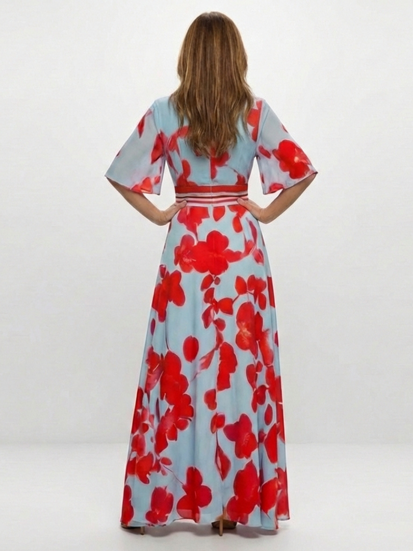 Corinne | Abito Maxi Floreale con Scollo a V