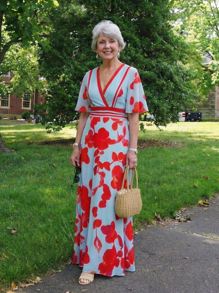 Corinne | Abito Maxi Floreale con Scollo a V
