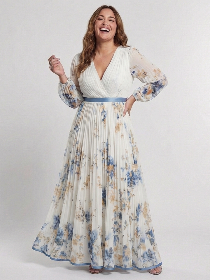 Lavinia | Abito Maxi Floreale a Maniche Lunghe