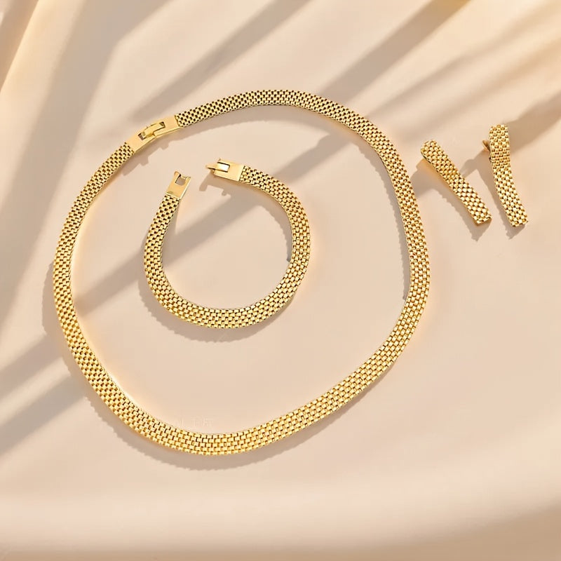 Set collana lunga, bracciale e orecchini