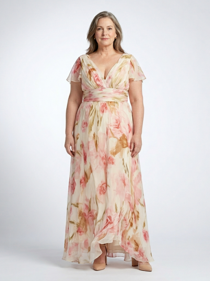 Elara | Abito Maxi Floreale con Scollo a V