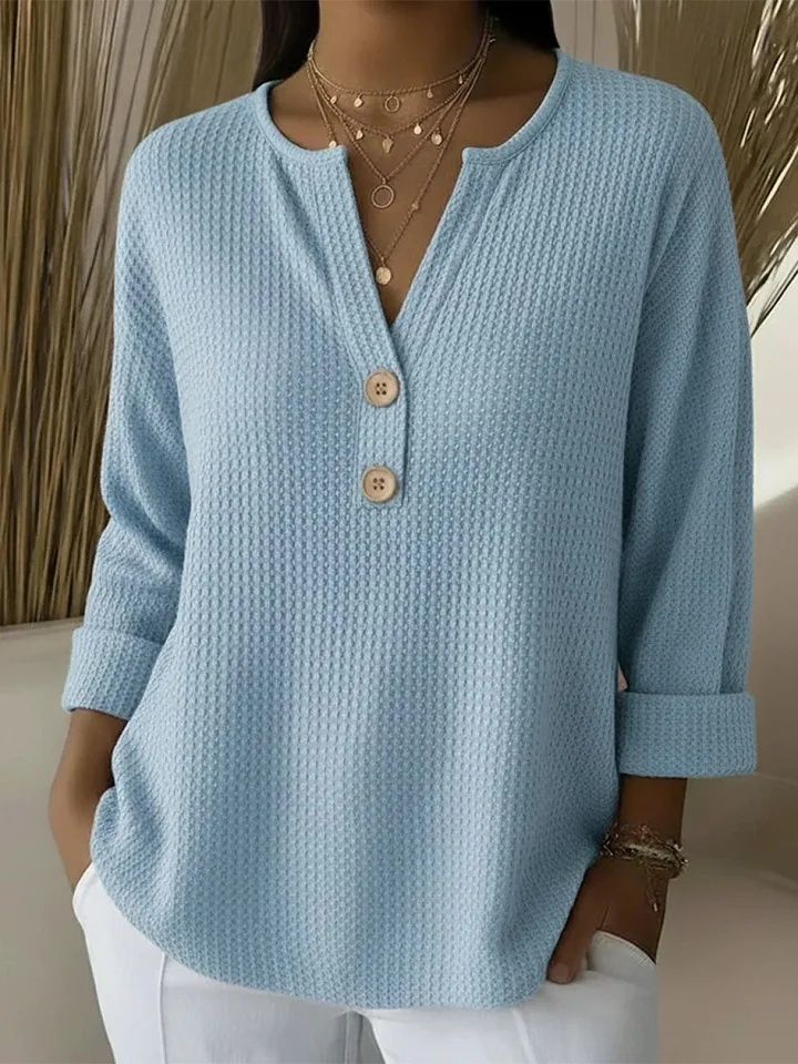 Lucia | Maglia Henley Goffrata con Bottoni