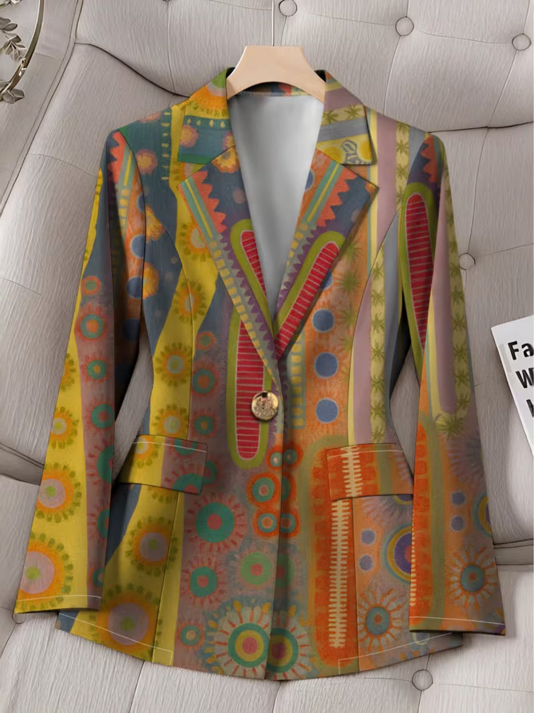 Faustine - blazer donna con motivo a medaglione, vista 4