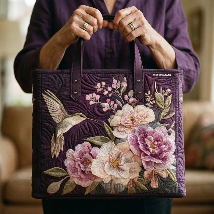 Borsa Artisanal Matelassé - Colibrì e Orchidee