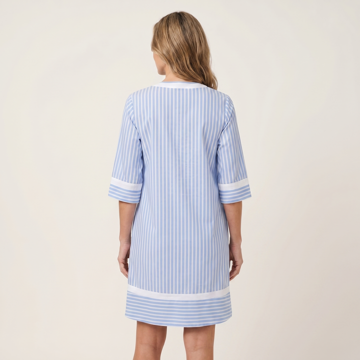Sanina | Abito in Cotone a Righe con Scollo a V