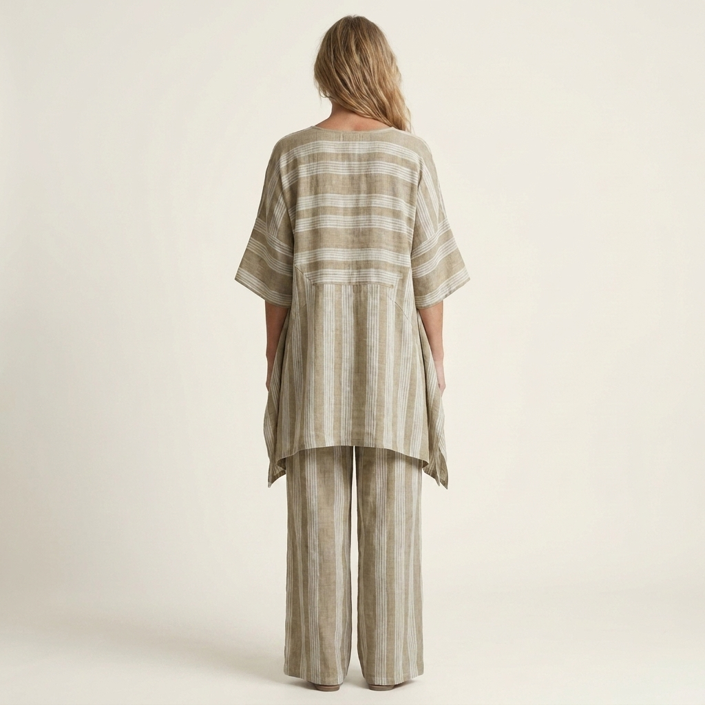Kiara | Completo Due Pezzi a Righe in Cotone e Lino