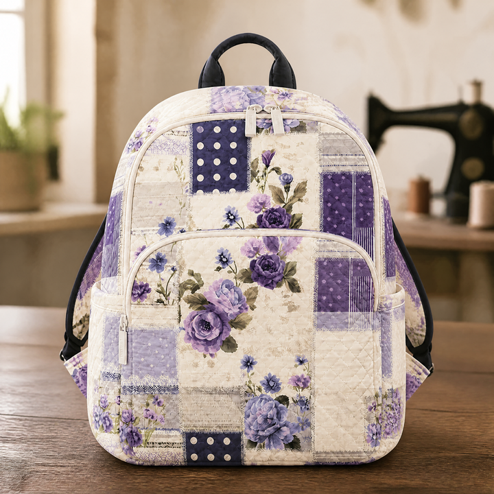 Zaino Trapuntato Patchwork Floreale Viola