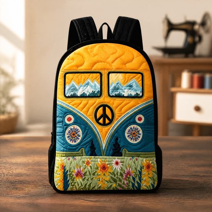 Zaino Trapuntato Camper Vintage con Spallacci Neri
