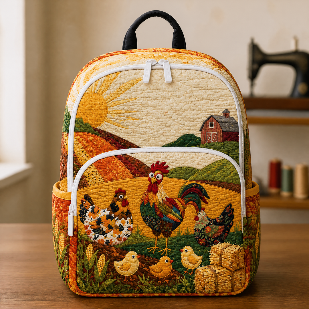 Zaino Trapuntato Country con Galline e Fienile
