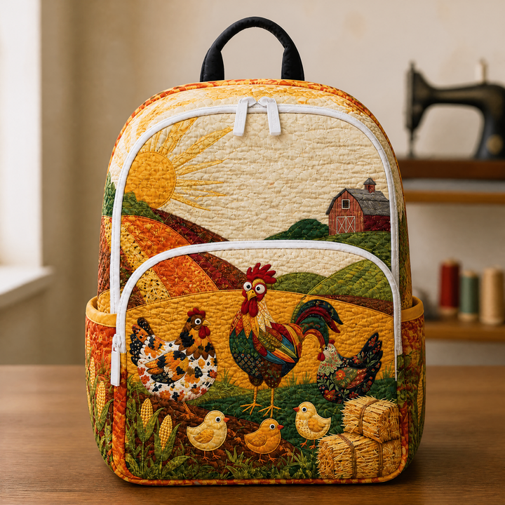 Zaino Trapuntato Country con Galline e Fienile