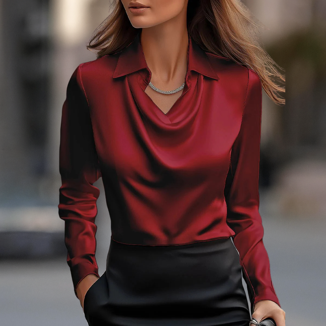 BLUSA IN RASO SETOSO CON SCOLLO DRAPPEGGIATO