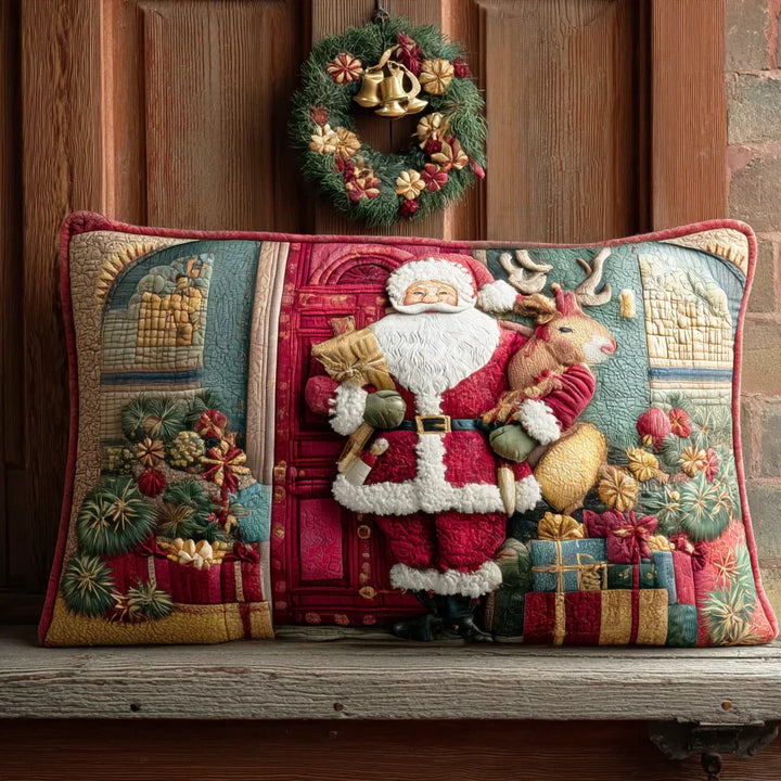 Fodera per cuscino trapuntata - Caloroso benvenuto da Babbo Natale