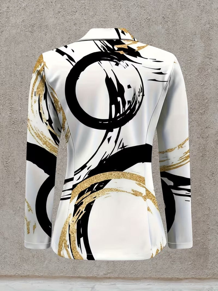 Noemine - blazer donna astratto nero e oro, dettaglio