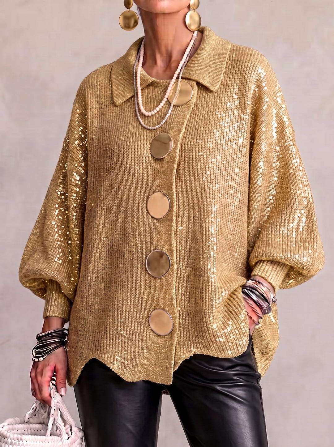 Ortensia | Cardigan Oversize con Bottoni Gioiello