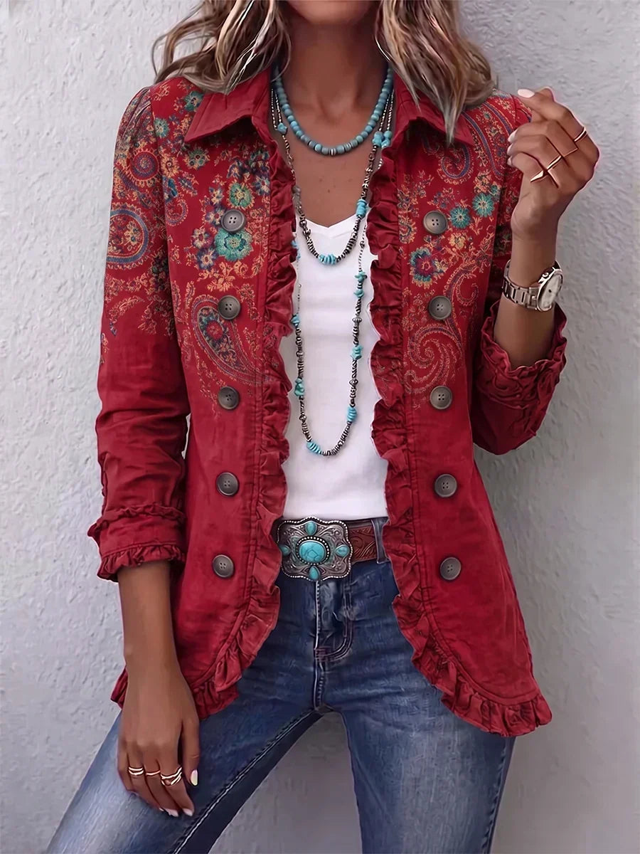Fayrene - giacca boho con volant e motivo paisley, immagine 1