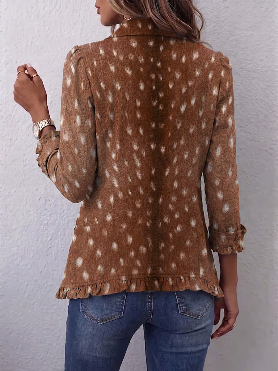 Roberta | Giacca Boho Animalier con Volant