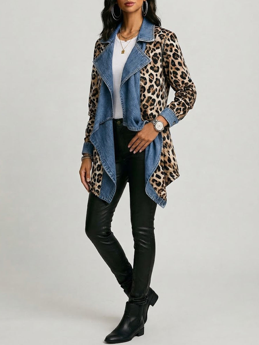 Sherilyn - giacca in denim lavato con stampa leopardo, immagine 2