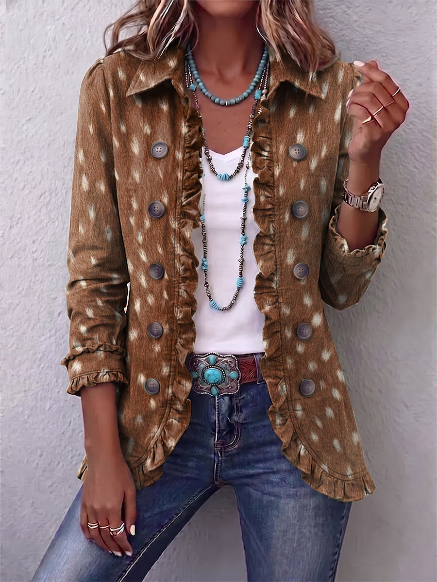 Nolinda - giacca boho con volant e stampa animalier, immagine 1